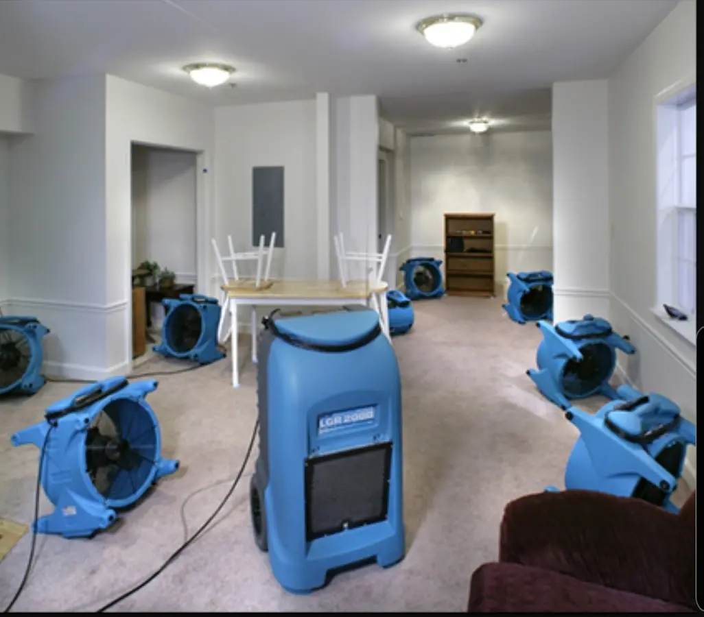 Air movers and dehumidifier setup for Water Damage Restoration in Miami Gardens